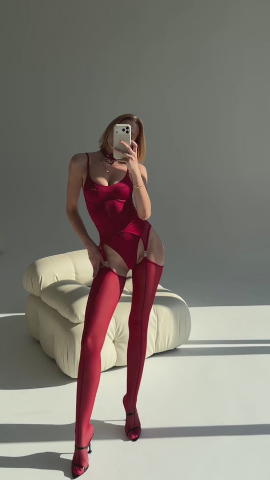 Trendy Bodysuit with Piercing Details